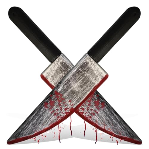 CNAFGBGG Halloween -Messer 2pcs Realistisches blutiges gefälschtes Messer 15x3in Plastik Messer Handspielzeugmesser für Party, Streich, Cosplay, Dekorationen von CNAFGBGG