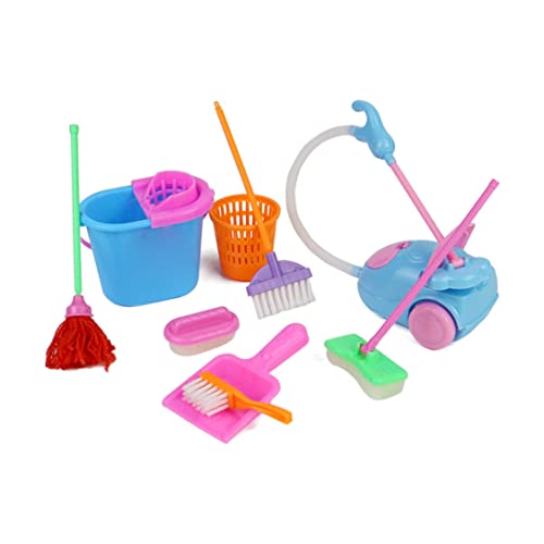 CNAFGBGG Haushalt vor, Spielen Spielzeugkit Mini Vakuumreiniger Reinigung Mopp Broom Tools Zubehör Spielzeug Warenspielzeug für Mädchen Kinder 9pcs ... von CNAFGBGG