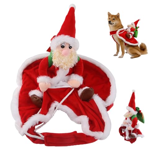 CNAFGBGG Hunde Weihnachts-Outfit 2024 Santa Claus Riding Haustier Kostüm Weihnachtskleidung für Haustiere 12.5-20 kg Weihnachtsfeier Halloween Cosplay-Party. von CNAFGBGG