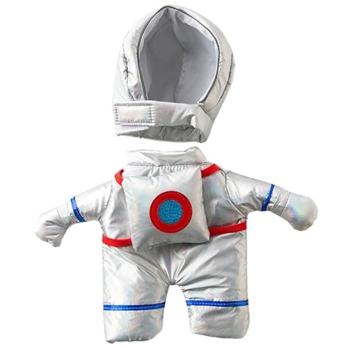 CNAFGBGG Hundekostüme, Space Teddybärenkostüm für Hunde Teddybär Plüschspielzeug, Raumgefüllte Tierkleidung mit Jacke, Helm und Hose Silber -Raum -Outfit für Hundeherken Teddybär. von CNAFGBGG