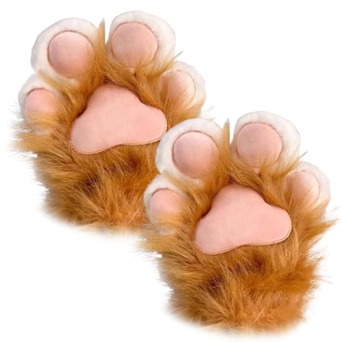 CNAFGBGG Katzenpfotenhandschuhe 1 Paar Plüschpelzpfoten Fäustlinge Therian Handschuhe für Cosplay- und Anime-Kongresszubehör, Orange, Orange von CNAFGBGG