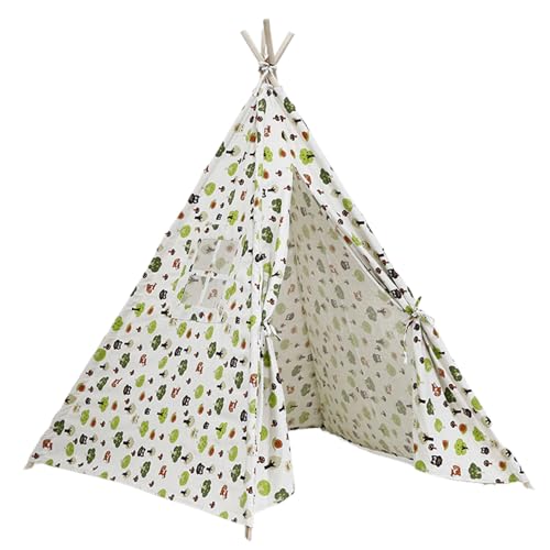 CNAFGBGG Kinder Spielen Zelt 51x47x47 '' Teepe -Zelt für Kinder tragbare Tipi -Zelt mit Fenster und sicherem Indoor -Zeltspiel für Kinder Geburtstagsgeschenke grüne Blume. von CNAFGBGG