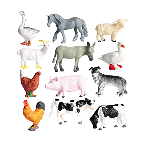 CNAFGBGG Mini Farm Animal Figuren Realistische Miniatur Schwein Kuhpferd Schafstatuen Spielzeug für Kinder 12pcs. von CNAFGBGG