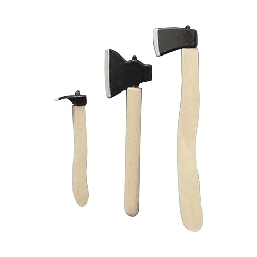 CNAFGBGG Mini Hatchet Miniatur Axt -Werkzeug mit Holzgriff Outdoor Dollhouse Ornament 3PCS. von CNAFGBGG