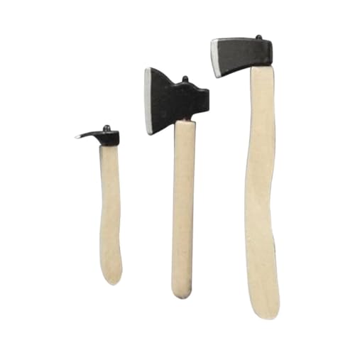 CNAFGBGG Mini Hatchet Miniatur Axt -Werkzeug mit Holzgriff Outdoor Dollhouse Ornament 3PCS. von CNAFGBGG