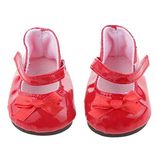 CNAFGBGG Mini Puppenschuhe Puppenschuhe mit Bowknot schön für 18 Zoll entzückend Mädchen Puppe rot. von CNAFGBGG