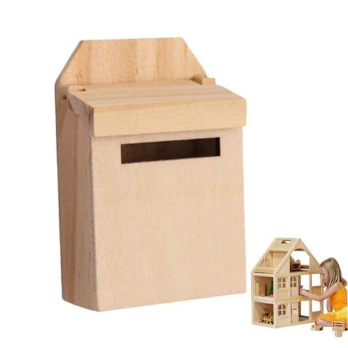 CNAFGBGG Miniatur Mail Box Mini Holz Flip Mailbox Dollhouse Dekoration Modell Zubehör für Kinder Holz Farbe. von CNAFGBGG