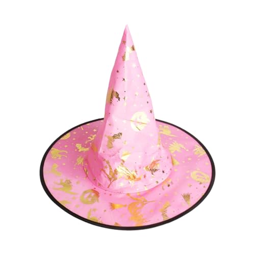 CNAFGBGG Pink Witch Hut Halloween Party Kostüm Halloween Hexenhut Wizard Hut Frauen breite Krempe Spire Cap Halloween Kostüm. von CNAFGBGG