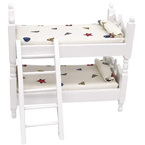 CNAFGBGG Puppenhausbett 1/12 Mini Doll House Etagenbett Wohnzimmer Möbel Dekor Kinder tun Spielspielzeug - weiße Geometrie von CNAFGBGG