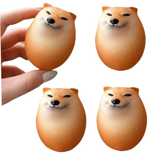 CNAFGBGG Squeeze Toy 4pcs Smile Face Shiba Inu Hunde Ei süßes Spielzeug belastbarer Stressspielzeug lustiger tragbarer Angst Erleichterung und Dekompression Spielzeug für Kinder, Erwachsene ... von CNAFGBGG