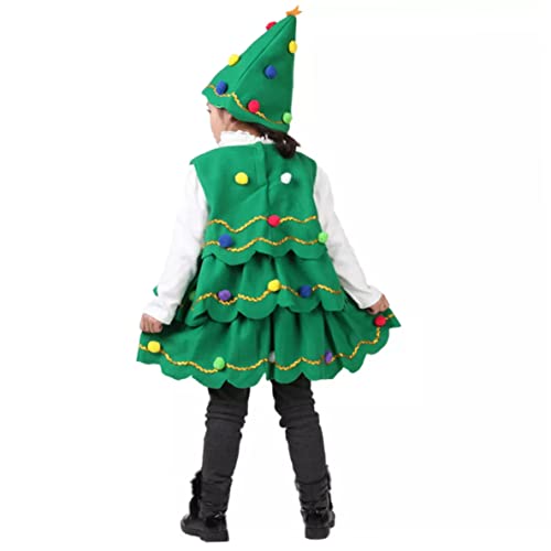 CNAFGBGG Weihnachtsbaumkostüm Grün Weihnachtsbaumhut Outfits Kostümkleid für 39,37 Zoll hohe Kinderbühne Performance von CNAFGBGG