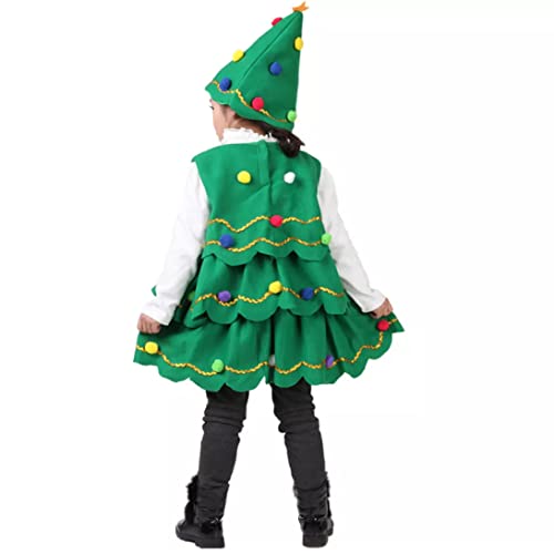 CNAFGBGG Weihnachtsbaumkostüm Grüne Weihnachtsbaumhut Outfits Weihnachtsbaumkostüm Kostüm mit 47,24 Zoll großer Kinderbühnenaufführung 120 cm von CNAFGBGG