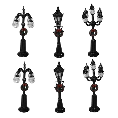 CNAFGBGG Weihnachtslampe Post 6PCS Miniatur Weihnachtsdorf Street Lights Artificial Harz Weihnachtsdorf Accessoires für DIY Dollhouse ... von CNAFGBGG