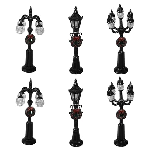 CNAFGBGG Weihnachtslampe Post 6PCS Miniatur Weihnachtsdorf Street Lights Künstliche Harz Weihnachtsdorf Accessoires für DIY Dollhouse von CNAFGBGG