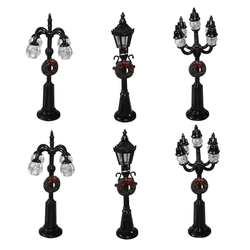 CNAFGBGG Weihnachtslampenpfosten 6PCS Miniatur Weihnachtsdorf Street Lights Künstliche Harz Weihnachtsdorf Accessoires für DIY Dollhouse .. von CNAFGBGG