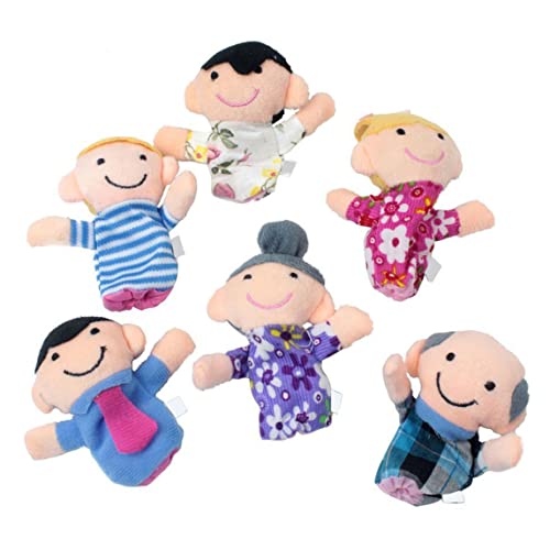 CNAFGBGG Fingerpuppen Set Cute Happy Family Member Style Soft Plüsch Baby Story Time Finger Puppen für Kinder, Shows, Spielzeit, Schulen 6pcs/Set. von CNAFGBGG