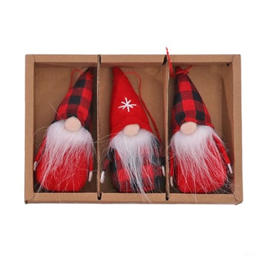 CNANRNANC Weihnachtspuppe, Weihnachtlicher gesichtsloser Puppenanhänger, Stoffpuppe Kuschelpuppe Weihnachten, Weihnachtsdekoration, Weihnachtsdekoration Ornament Puppe(3) von CNANRNANC