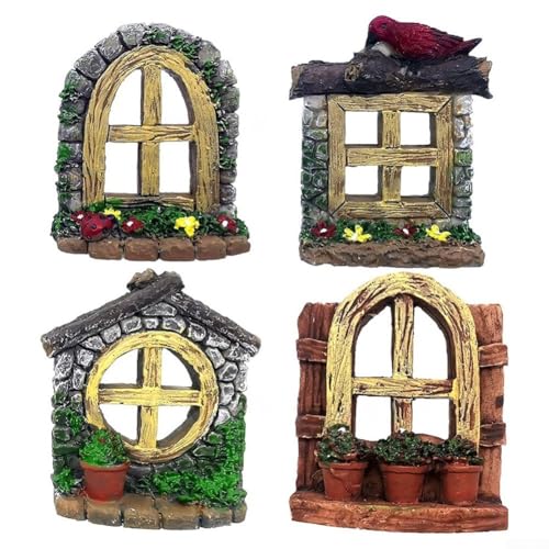 Künstlerische Miniatur-Türen und Fenster, um DIY-Gartenspaß zu inspirieren, 4 Stück von CNANRNANC