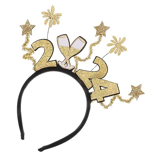 COHEALI 2024 Stern-lametta-kopf-bopper Neujahrs-tiara Partygeschenke Für Das Neue Jahr Kopfbedeckung Für Das Neue Jahr Partygeschenk Für Neujahrs-haarreifen Plastik Partybedarf Bilden von COHEALI