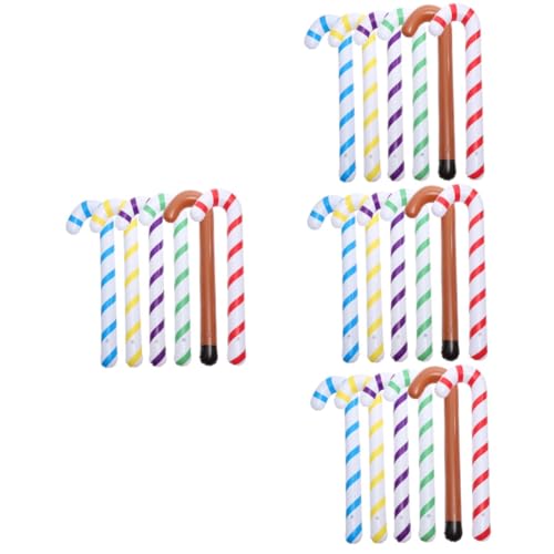 COHEALI 24 Stk Pvc Aufblasbare Krücken Zuckerstange Weihnachtsschmuck Aufblasbare Stöcke Ballons Aufblasbare Süßigkeiten Aufblasbarer Spazierstock Aufblasbare Dekoration Alter Mann Kostüm von COHEALI