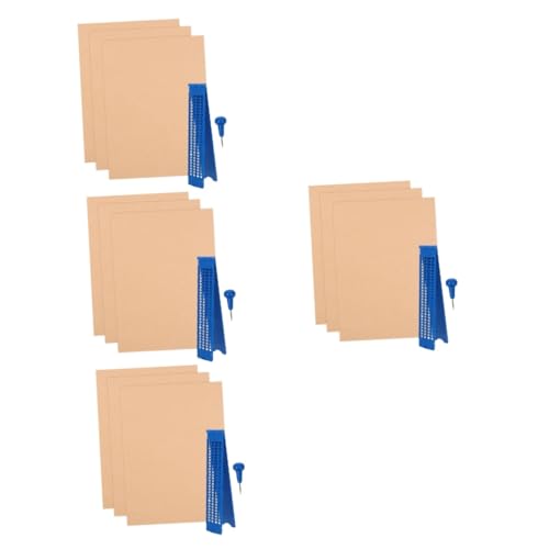 COHEALI 4 Sets Braille Tafel Braille Schiefertafel Und Stift Set Braille Zubehör Braille Schreibtafel Aus Kunststoff Braille Schreibtafel Und Stift Set Braille Platte Aus Kunststoff von COHEALI