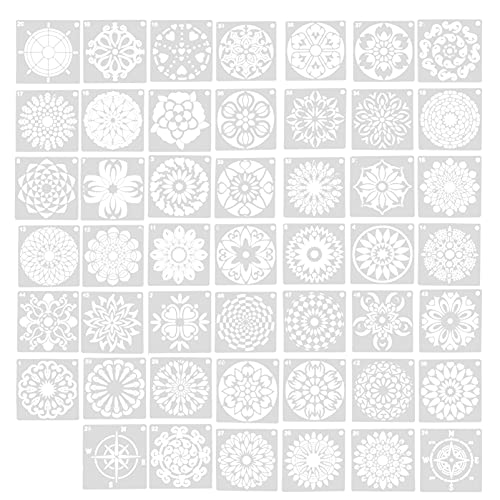 COHEALI 48st Schablone Aushöhlen Schablonen Zum Basteln Mandala-Schablone Zeichnen Fliesenschablone Schablone Für Blumenschablonen Wiederverwendbare Schablonen Das Haustier Weiß von COHEALI