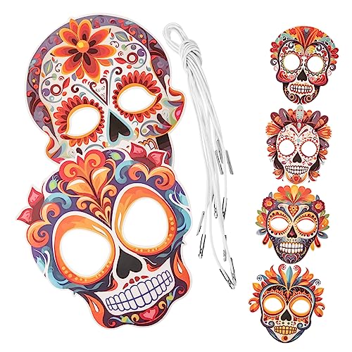 COHEALI 6st Dia De Los Muertos-masken Tag Der Toten Kostümzubehör Mexikanische Halloween-masken Totenkopfmaske Tag Des Toten Stirnbandes Maskerade-masken Handbuch Papier Mexiko von COHEALI