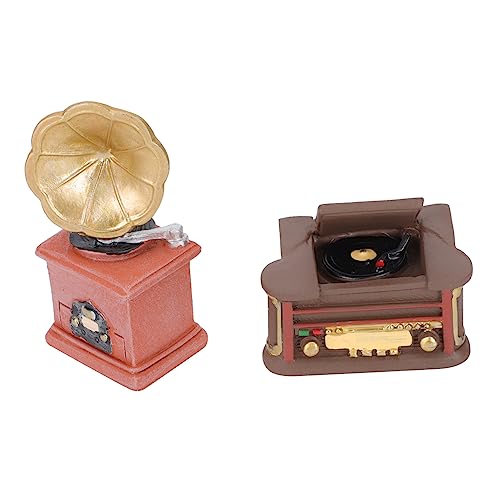 COHEALI 8 STK Vintage-Ornamente Mini-Landschaftsmodell-Dekor Mini-Radio Mini-Phonograph-Modell-Dekor hühner Spielzeug Dekoration Weihnachten Mini-Hausschmuck Landschaftsschmuck Harz von COHEALI