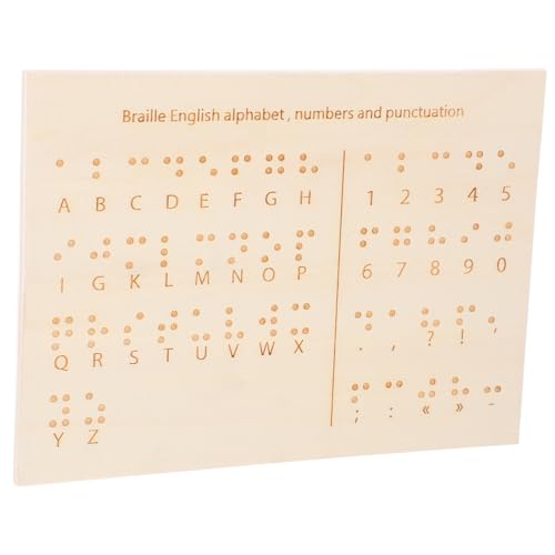 COHEALI Braille Lernausrüstung Schreib Lernwerkzeug Braille Nummerntafeln Braille Lesegerät Haushalt Für Blinde Braille Schreiben Braille Bücher Holz Braille Tafel Beige von COHEALI