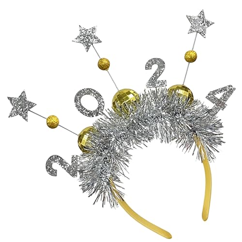 COHEALI Dekor Haarschmuck Stirnband Haargummis Neujahr Party Haarschmuck 2024 Haarbänder Neujahr Kopfschmuck Silvester Party Supplies Party Favors Kleidung Geschenk Bekleidung Requisiten Kunststoff von COHEALI