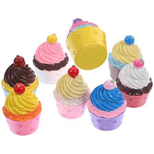 COHEALI Künstliche Kuchen Cupcake Simulation Fake Lebensmittel Cupcake Anhänger Charme Brot Dessert Miniatur Modell Prop gefälschte Spiel Küche Spiel Party 8 Stück von COHEALI