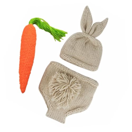 COHEALI Neugeborenen Osterkostüm Fotorequisiten Häschen Strickmütze Hose Karotten Deko Teilig Fotografie Outfit für Jungen Mädchen COHEALI Neugeborenen Osterkostüm Fotorequisiten Häschen Strickmütze Hose Karotten Deko Teilig Fotografie Outfit für Jungen Mädchen von COHEALI