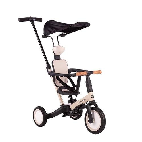 COIL Dreirad Lauflernrad, Kinderlaufrad, Dreirad/Laufrad, Balance Bike, 6in1, Kunststoffsitz, ab 12 Monaten, Gummiräder, Höhenverstellung (Beige) von COIL