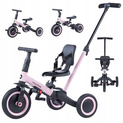 COIL Dreirad Lauflernrad, Kinderlaufrad, Dreirad/Laufrad, Balance Bike, 6in1, Sattel aus Ökoleder, ab 12 Monaten, Gummiräder, Höhenverstellung (Rosa) von COIL