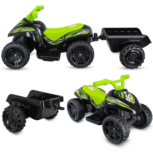 COIL Elektro-Kinderquad Mini-Quad mit Anhänger - 6V Akku, Ladegerät, 3 km/h, Multifunktional, Stabil, Umweltfreundlich - Sicher und Leise, für Kinder ab 3 Jahren von COIL