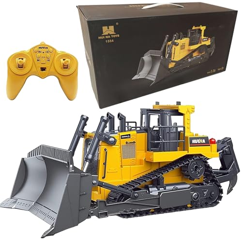 COIL RC-Bagger, Bulldozer, Planierraupem, Ferngesteuerter Baufahrzeug, 1:16, 2,4 GHz, Ferngesteuert, Maße: 36 x 19 x 15 cm, Modell: 1554, für Kinder ab 8 Jahren, Gelb von COIL