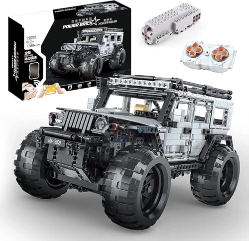 COIL RC-Geländewagen, RC-Jeep, Spielbausteine, Bausteinset, Spielbauklötze, Ferngesteuerter, Frequenz: 2,4 GHz, für Kinder ab 8 Jahren, Modell: 15009, 1288 St. von COIL