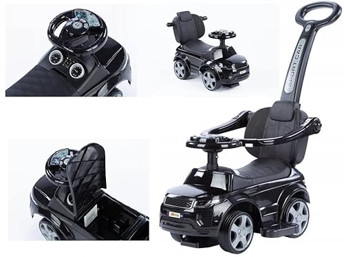 COIL Rutschauto ab 1 Jahr mit Schiebestange 614 W - Baby Car Rutschauto für Kinder - 3-in-1 Design - Bobby Car Zubehör - Rutscherfahrzeug - Bobby Car mit Stange Lenkrad (Schwarz) von COIL