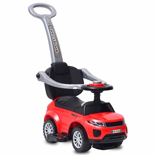 COIL Rutschauto ab 1 Jahr mit Schiebestange 614 W - Baby Car Rutschauto für Kinder - 3-in-1 Design - Bobby Car Zubehör - Rutscherfahrzeug - Bobby Car mit Stange Lenkrad (Rot) von COIL