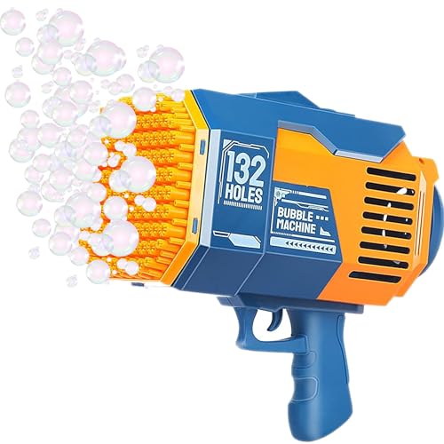 COIL Seifenblasenmaschine, Seifenblasenpistole mit 132 Löchern, 1000+ Blasen/Minute, LED-Licht, Pistole Bubble Gun, Bubble Machine Gun, Seifenblasenmaschine Kinder, Luftblasen Pistole (Blau) von COIL