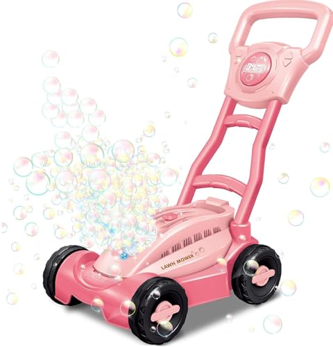 COIL Seifenblasenspielzeug, Seifenblasenmäher für Kinder, Seifenblasenmaschine, Bubble Maschine, 13 Löcher, 35.000 Blasen pro Minute, Schröpfflüssigkeit 80 ml (Rosa) von COIL