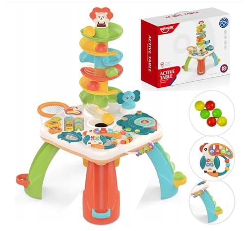 COIL Spieltisch Baby, Lerntisch, Baby-Aktivitätstisch-Spielzeug, Spieltisch Kinder Interaktive Kugelbahn, Kugelrutsche, Lernspielzeug, Lerntisch, Spieltisch ab 1 Jahr von COIL