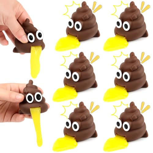 6 Stück Eigelb Stressball, Vomiting Poo Toy, Puking Ball, Poo Ball Spielzeug, Spielzeug zum Stressabbau für Kinder und Erwachsene, Kniffliges Spiel Prank Toys Geschenk (A) von COLEESON