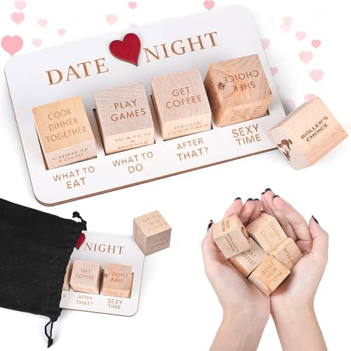 COLEESON Date Night Würfel Set, Date Ideen für Paare, Romantik Würfelspiel für Erwachsene, Paarwürfel für Paare Valentine's Day Wedding Date, Holzwürfel Spiele für Paare Geschenk für Sie und Ihn (A) von COLEESON