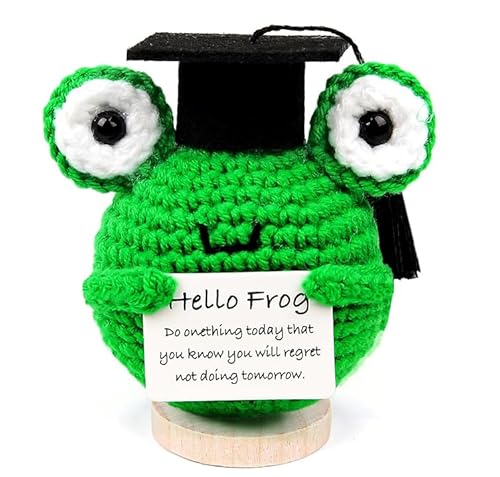 COLEESON Gestrickte Frosch Positive Geschenke, Pocket Hug Frosch Positive Kartoffel Ersatz, Glücksbringer Schulanfang, Mutmacher Geschenk, Glücksbringer Prüfung Geschenk von COLEESON