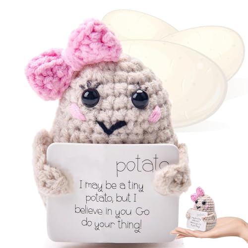 COLEESON Pocket Hug Positive Kartoffel, Pocket Hug Positive Potato, Kreative Strickwolle Puppe für Frauen, Mutmacher Prüfung Geschenk, Abschiedsgeschenk Kollegen, Beste Freundin Geschenke (K) von COLEESON