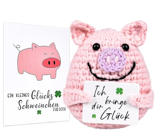 COLEESON Positive Geschenke Glücksschweinchen, Positive Kartoffel - Ersatz, Kreative Strickwolle Schwein Puppe, Adventskalender Füllung, Mutmacher Geschenk, Frauen von COLEESON