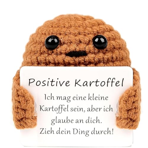 COLEESON Positive Kartoffel Geschenke für Frauen, Kreative Strickwolle Kartoffel Puppe und Kleine Umarmung Glücksbringer, Mutmacher Geschenk, Gute Besserung Geschenk, Glücksbringer Prüfung Geschenk von COLEESON