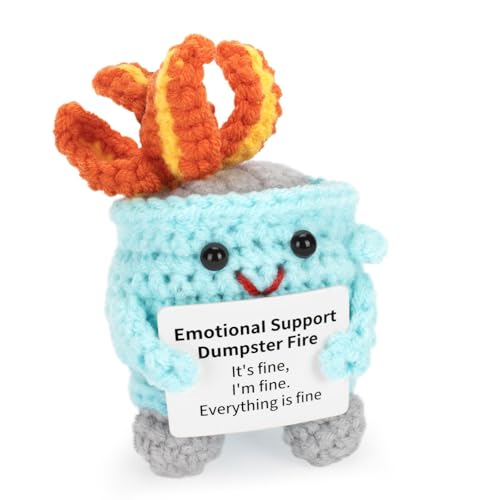 Emotional Support Dumpster Fire, Strickende Dumpster Fire Puppe mit Positiver Karte, Mutmacher Geschenk, Geschenke für Frauen, Einschulung Geschenk von COLEESON