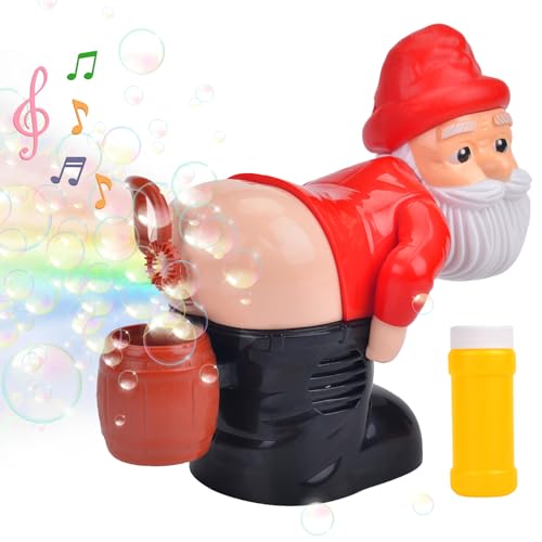 Santa Claus Bubble Blower, Automatische Furz Bubble Machine, Weihnachtsmann Seifenblasenmaschine mit Licht & Musik, Weihnachten Lustige Santa Elektrische Bubble Blowing Machine (A) (B) von COLEESON